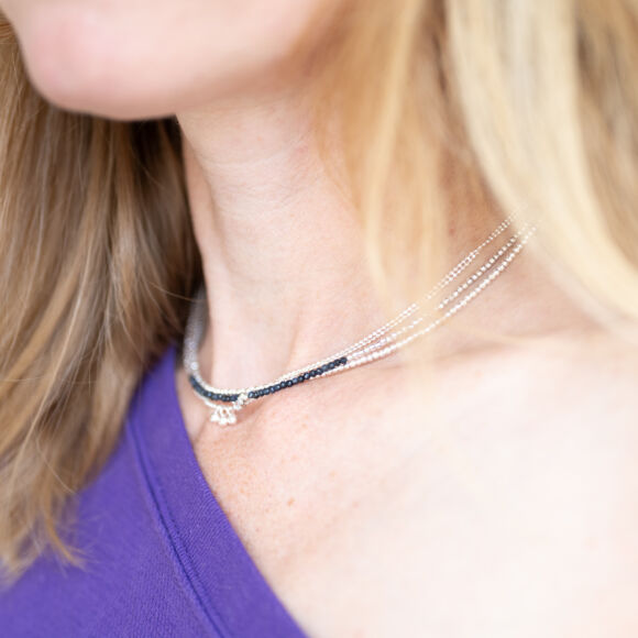 Collier en saphir noir et perles facettées Argent 925-Aya – Image 6