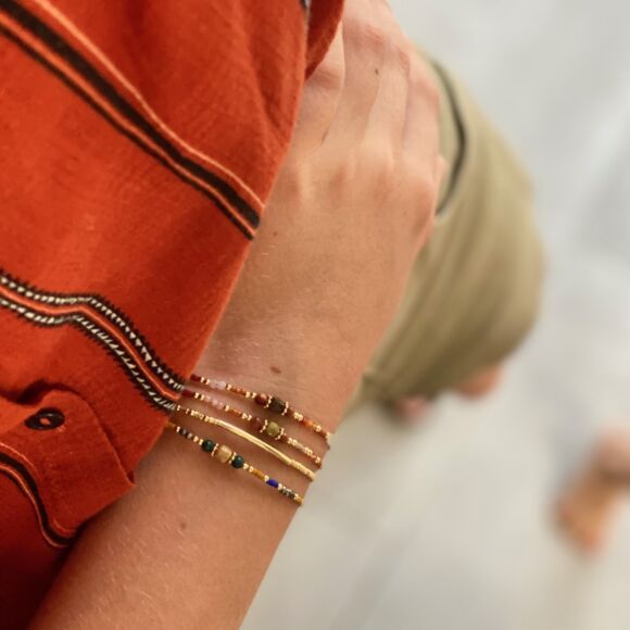 Bracelet en pierres fines et Argent doré- Fauve – Image 6