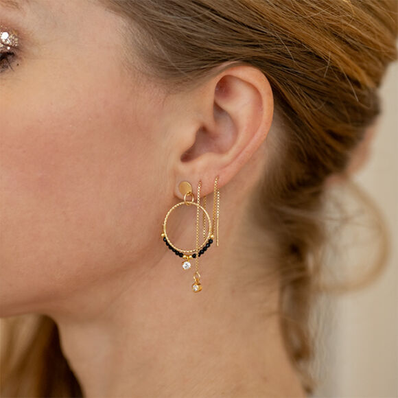 Boucles d'oreilles en Argent doré et tourmaline noir- Thalie – Image 2