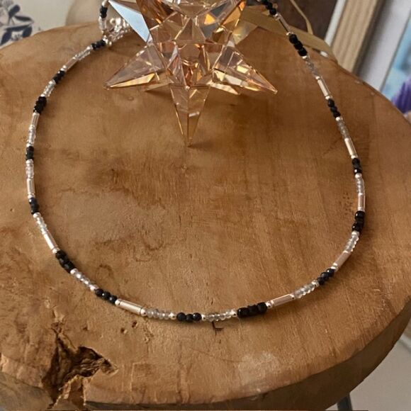 collier argent tourmaline et labradorite