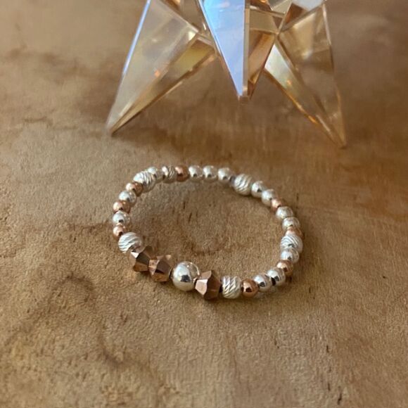 Bague élastique en cristal et Argent – Image 6