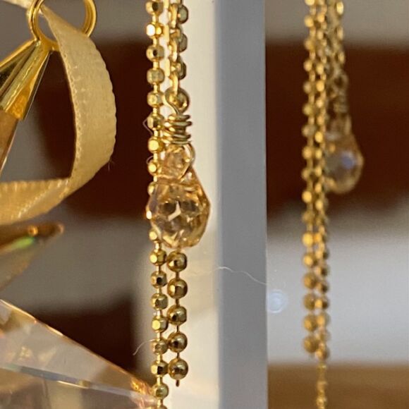 Boucles d'oreilles pendantes en Argent doré et goutte en cristal-Déborah – Image 6