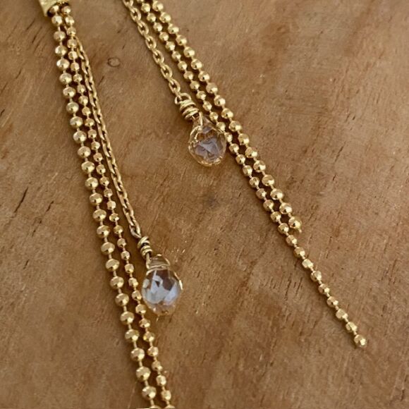 Boucles d'oreilles pendantes en Argent doré et goutte en cristal-Déborah – Image 4