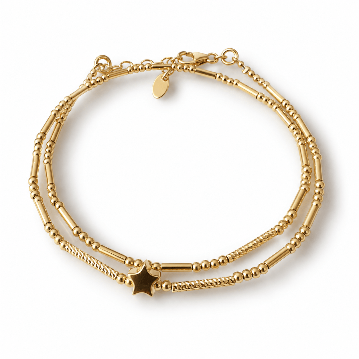 Bracelet double tour en Argent doré - Star