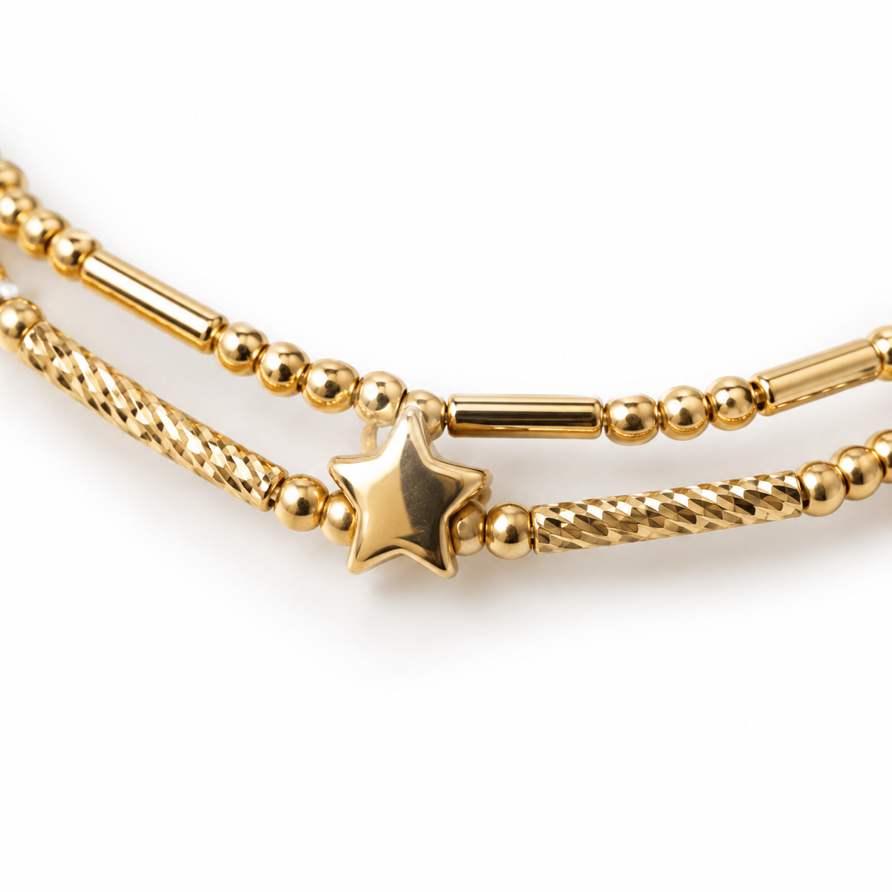 Bracelet double tour en Argent doré - Star – Image 4