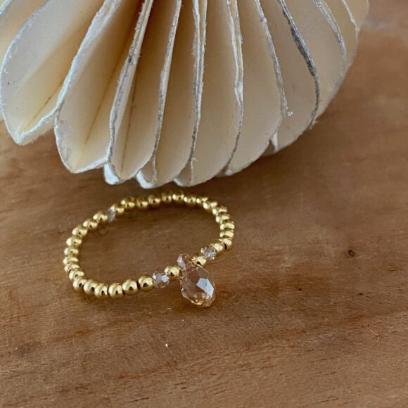 Bague en Argent 925 doré et goutte en cristal- Drop – Image 2