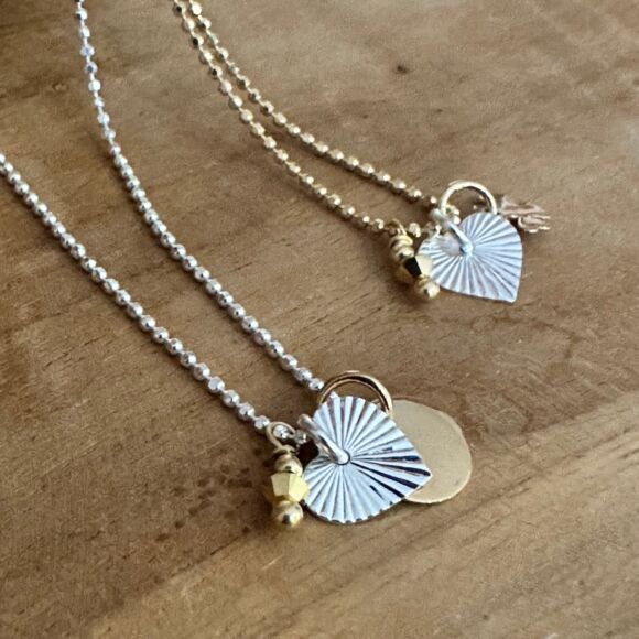 Collier Multi-pendentifs en Argent et Argent doré- Etincelle – Image 3