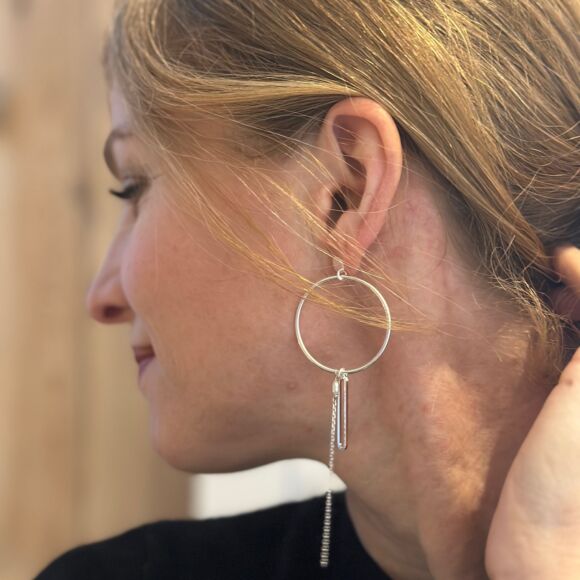 Boucles d'oreilles graphiques en Argent 925- Constance – Image 4