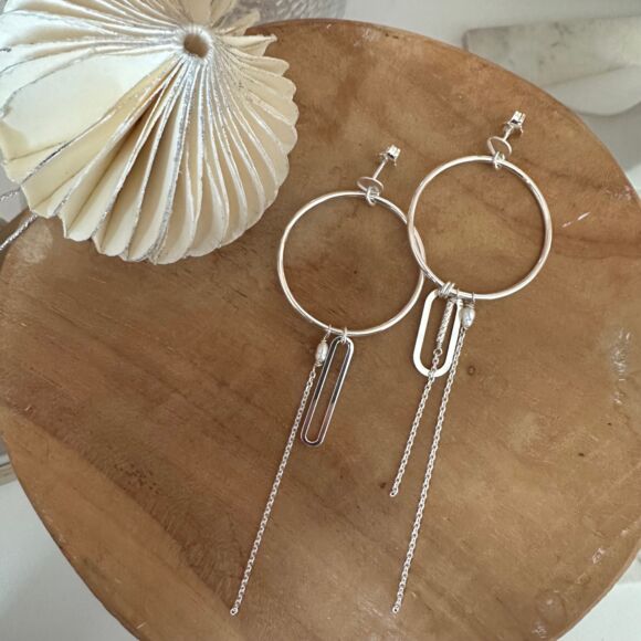 Boucles d'oreilles graphiques en Argent 925- Constance – Image 2