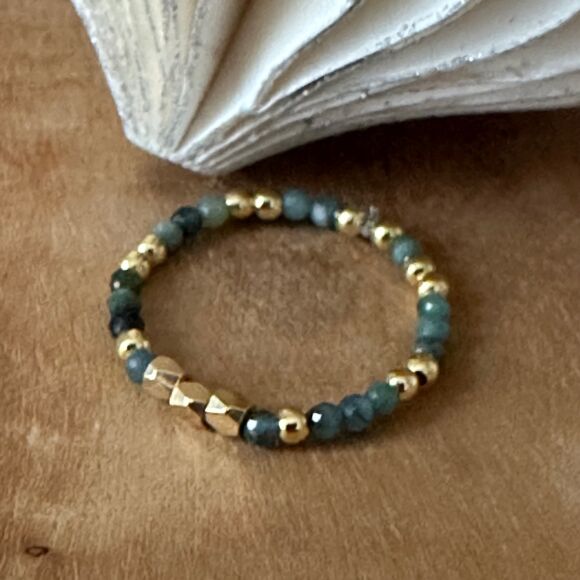 Bague en pierres semi-précieuses et Argent doré à l'or fin-Zohra