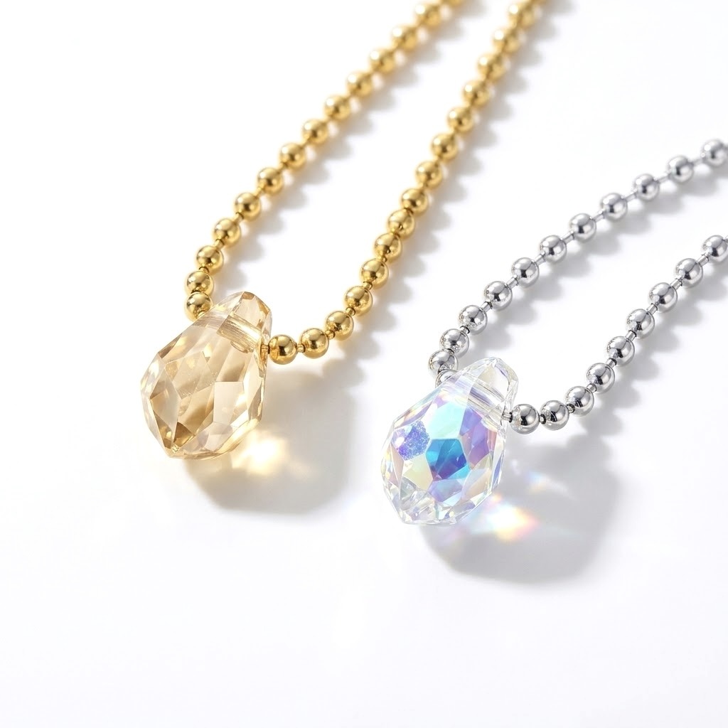 Collier en Argent 925 ou Argent doré avec goutte en cristal-Drop – Image 4