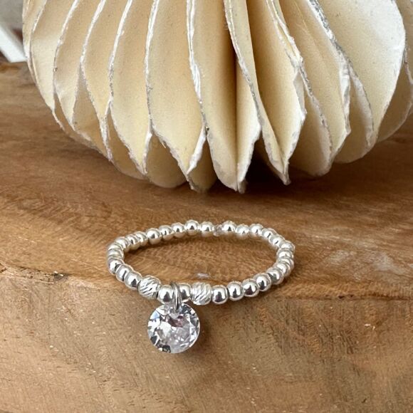 Bague élastique en Argent 925 avec zircon-Zaya