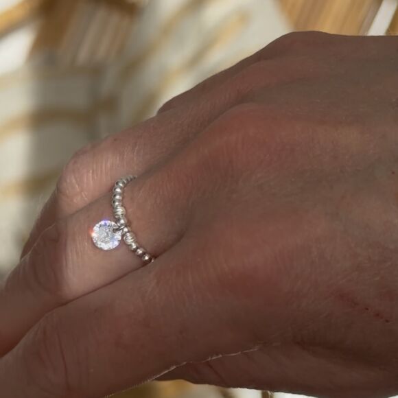 Bague élastique en Argent 925 avec zircon-Zaya – Image 2