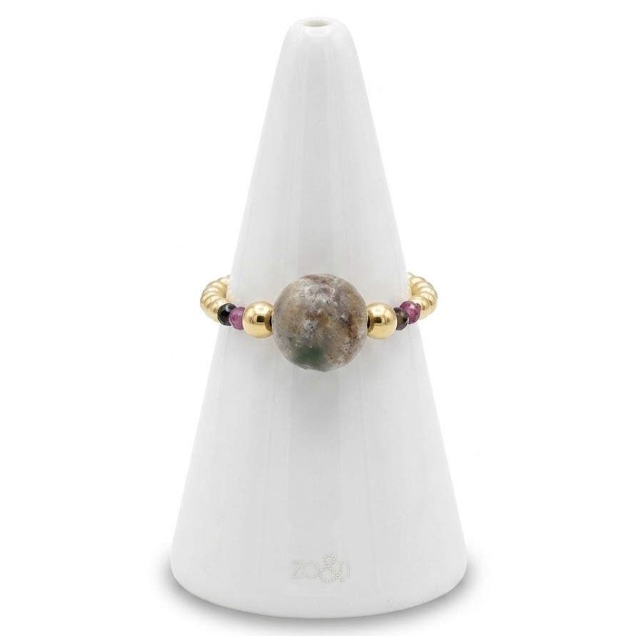 Bague en agate indienne prune et Argent 925 plaqué or- Smarties – Image 3