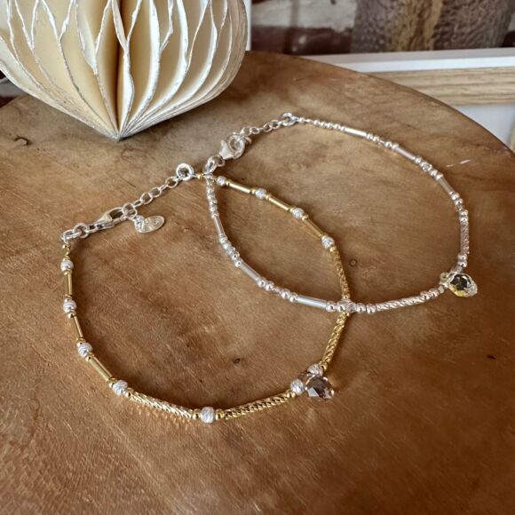 Bracelet en Argent 925 ou Argent doré avec goutte en cristal-Drop – Image 2