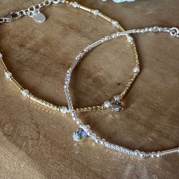 Bracelet en Argent 925 ou Argent doré avec goutte en cristal-Drop – Image 3
