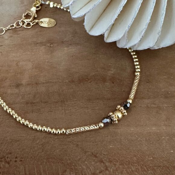 Bracelet en Argent doré avec cristaux-Fleur – Image 3