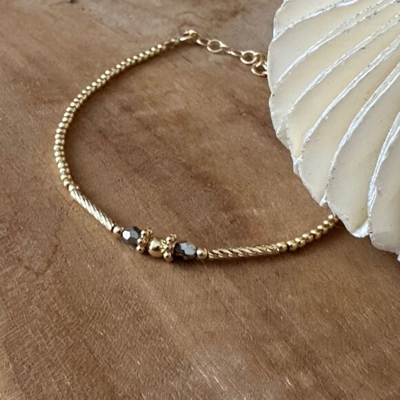 Bracelet en Argent doré avec cristaux-Fleur – Image 4