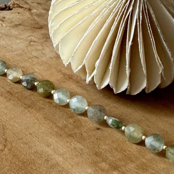 Bracelet en pierres naturelles et Argent doré-Céladon – Image 3