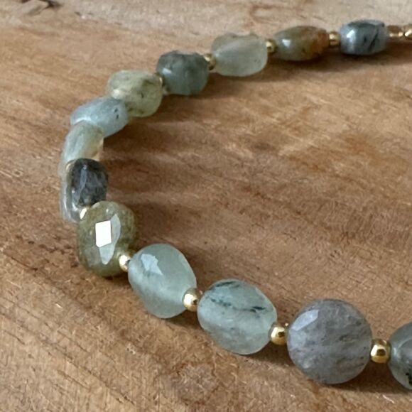 Bracelet en pierres naturelles et Argent doré-Céladon – Image 4