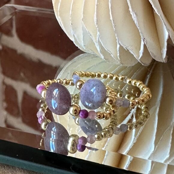 Bague avec agate indienne lavande - Smarties – Image 2