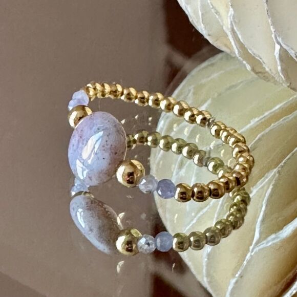 Bague avec agate indienne lavande - Smarties