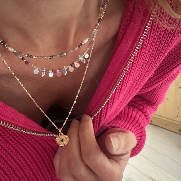 Collier en tanzanite, perles, terahertz en Argent doré - Léna – Image 2