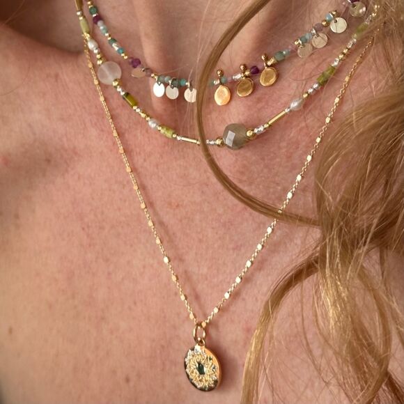 Collier en pierres naturelles bohème en Argent 925 doré- Ysia – Image 8