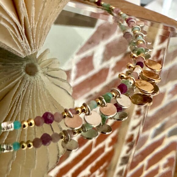 Collier en pierres naturelles bohème en Argent 925 doré- Ysia – Image 3