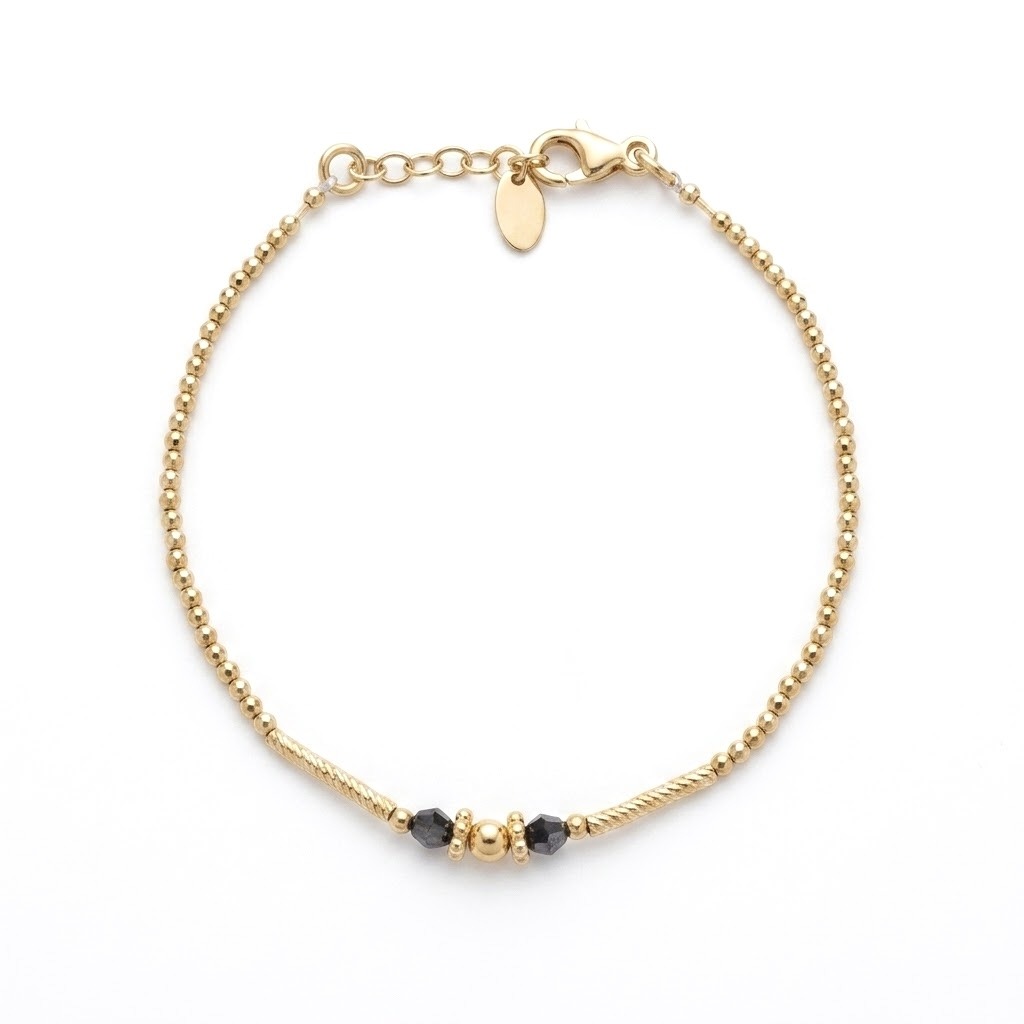 Bracelet en Argent doré avec cristaux-Fleur