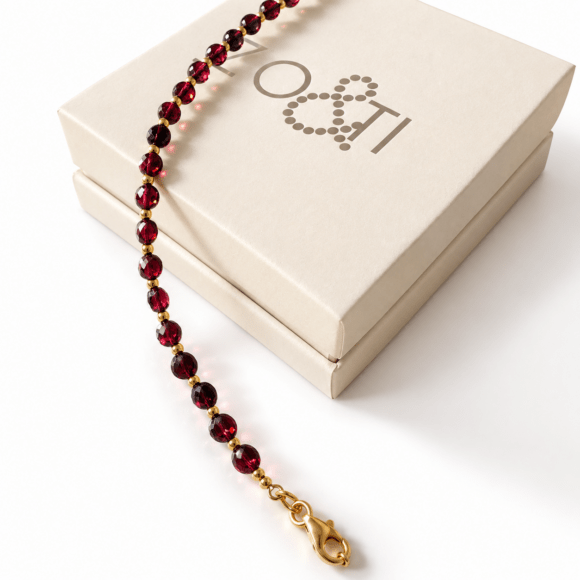 Bracelet en grenat et Argent doré-Paulette