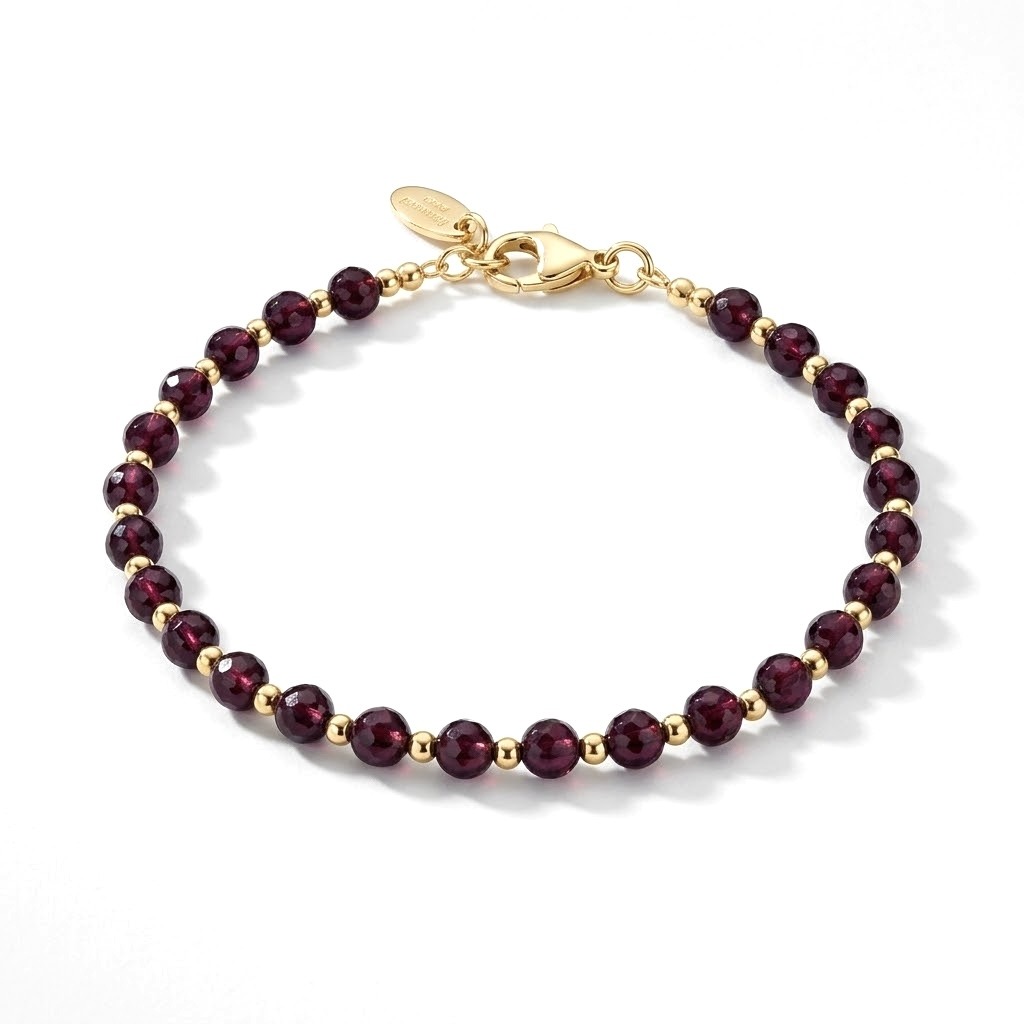 Bracelet en grenat et Argent doré-Paulette – Image 4