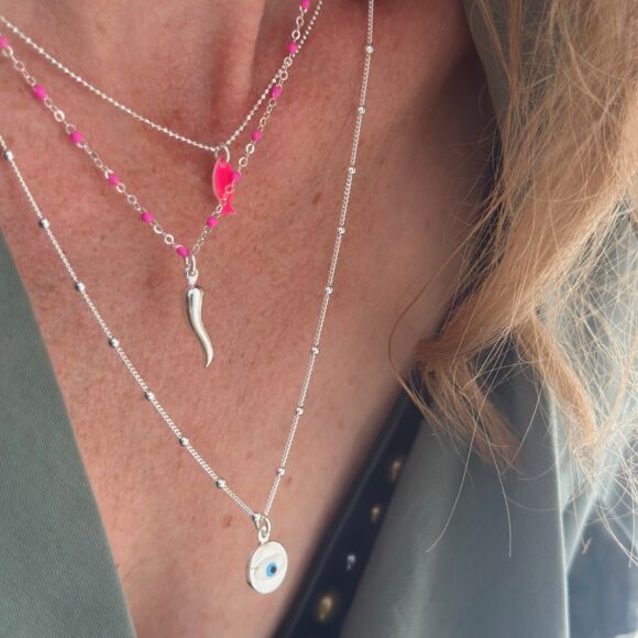 Collier en Argent 925 et poisson en email fluo-Hawai – Image 2