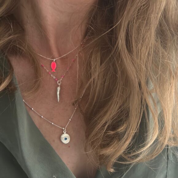 Collier en Argent 925 et poisson en email fluo-Hawai – Image 3