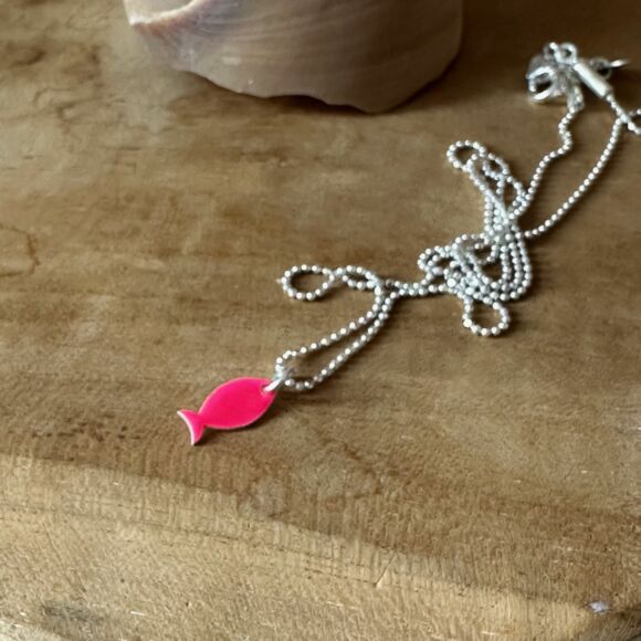 Collier en Argent 925 et poisson en email fluo-Hawai – Image 5