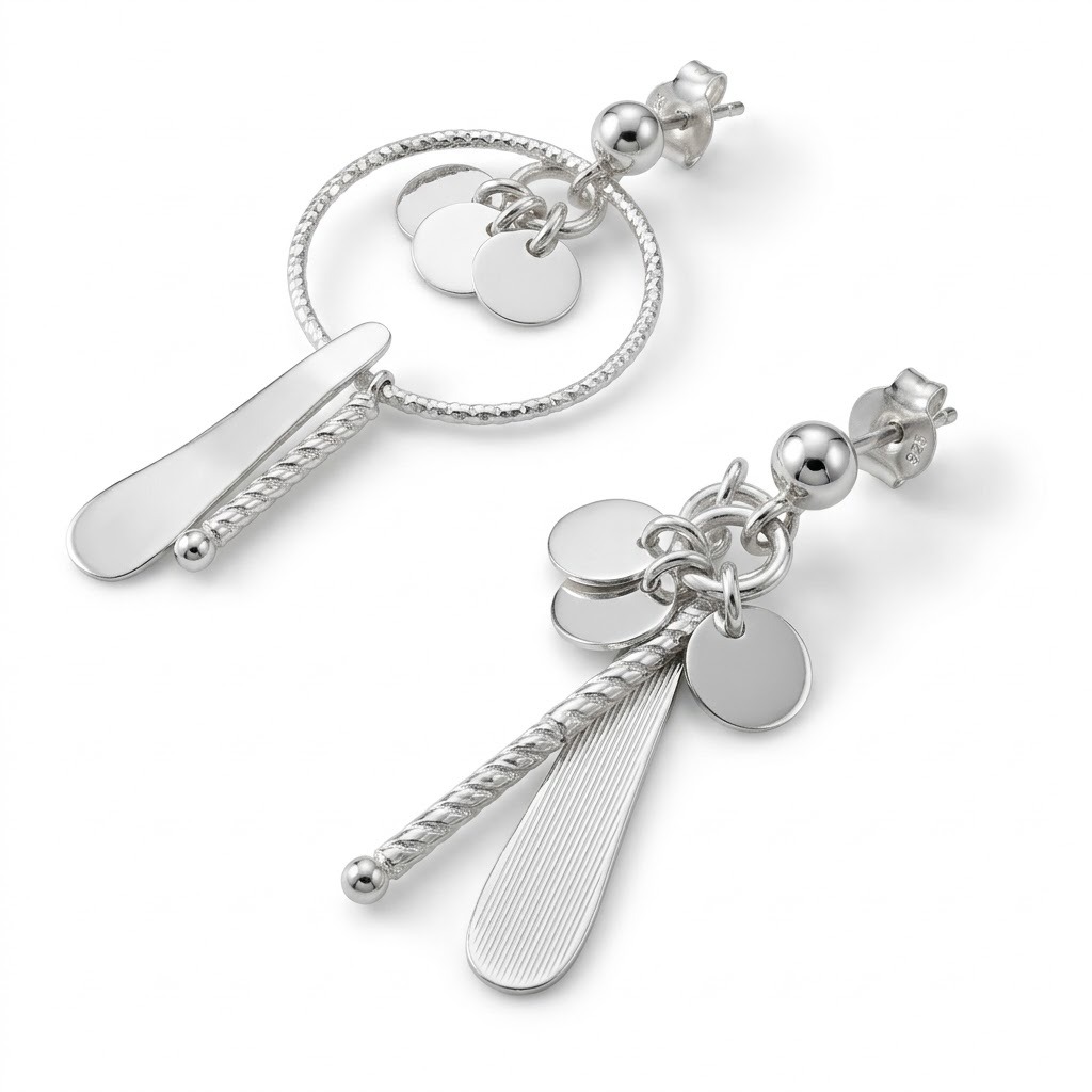 Boucles d'oreilles en Argent 925- Pendule