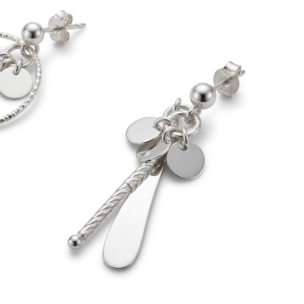 Boucles d'oreilles en Argent 925- Pendule – Image 4