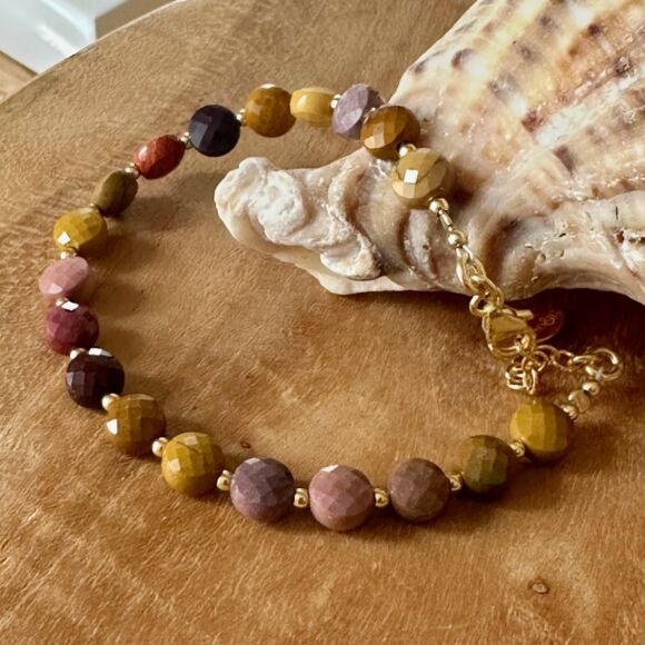 Bracelet en mokaite et argent doré-Lucia