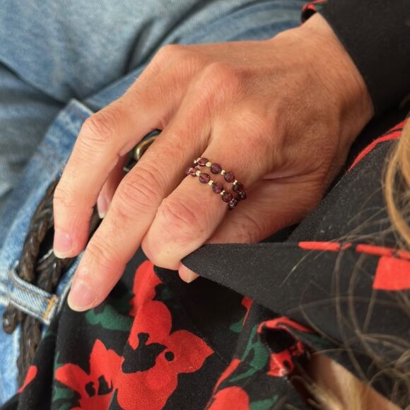 Bague en grenat et Argent doré- Paulette