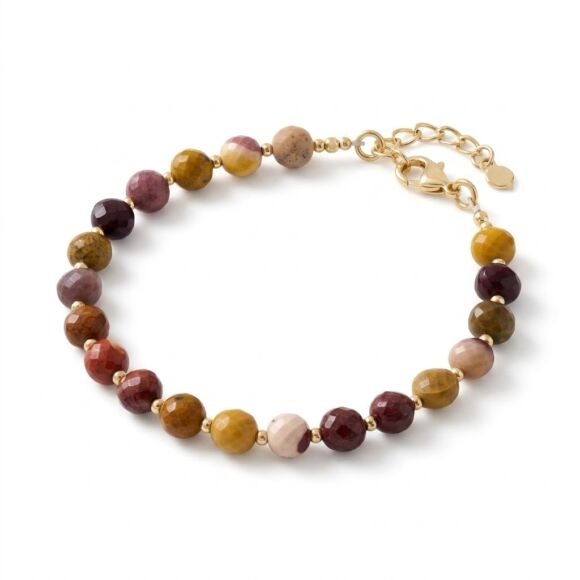 Bracelet en mokaite et argent doré-Lucia