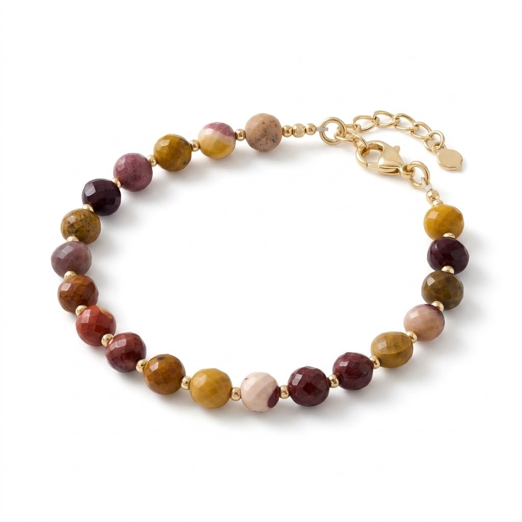 Bracelet en mokaite et argent doré-Lucia