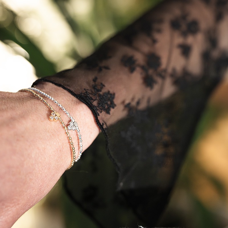 Bracelet Argent ou Argent doré avec mini cristaux et pendentif - Céleste