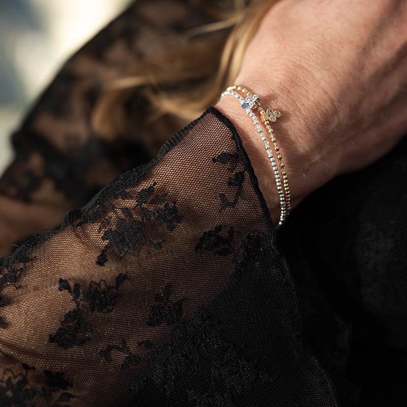 Bracelet Argent ou Argent doré avec mini cristaux et pendentif - Céleste – Image 6