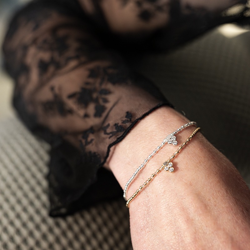 Bracelet Argent ou Argent doré avec mini cristaux et pendentif - Céleste – Image 3