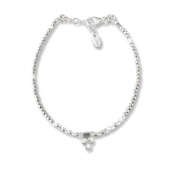 Bracelet Argent ou Argent doré avec mini cristaux et pendentif - Céleste - Argent 925