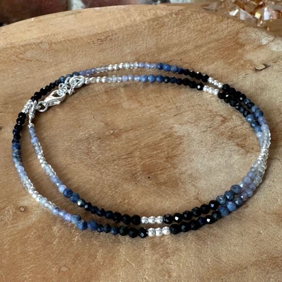 Collier en pierres naturelles et Argent 925-Hypnotic - Bleu