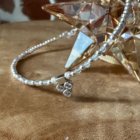 Bracelet Argent ou Argent doré avec mini cristaux et pendentif - Céleste - Argent 925