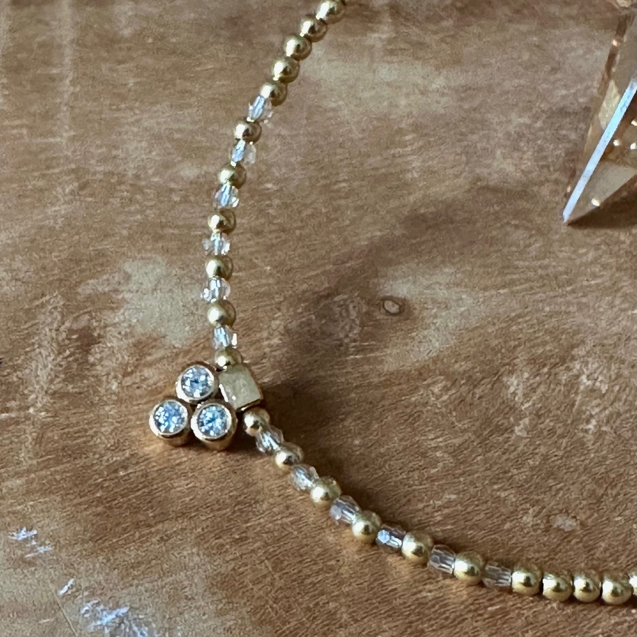 Bracelet Argent ou Argent doré avec mini cristaux et pendentif - Céleste – Image 4