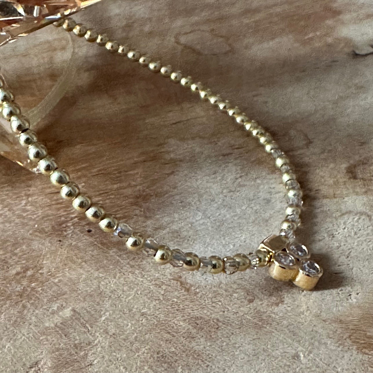 Bracelet Argent ou Argent doré avec mini cristaux et pendentif - Céleste – Image 3