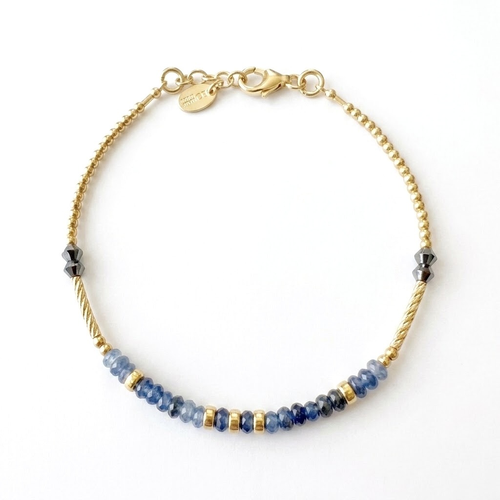 Bracelet en cyanite ( kyanite) et Argent 925 - Azur silencieux – Image 3